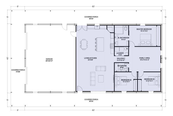 Barndominium Floor Plan - Main Floor Plan #1107-4