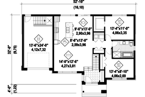 Floor Plan - Main Floor for Contemporary House Plan #25-4465 - 2 bed, 1 bath
