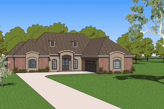 Exterior - Front Elevation for European House Plan #8-163 - 3 bed, 2.5 bath