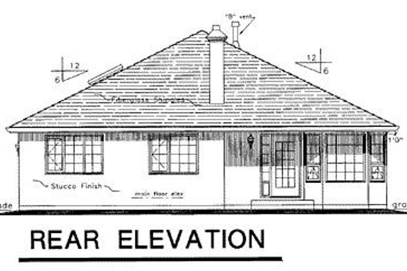Home Plan - Exterior - Rear Elevation for Ranch House Plan #18-117 - 3 bed, 2 bath