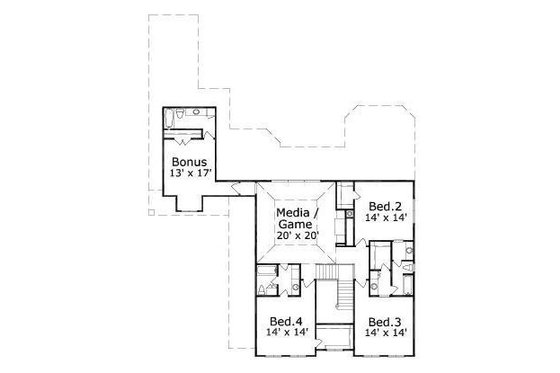 Floor Plan - Upper Floor for Colonial House Plan #411-746 - 4 bed, 4.5 bath