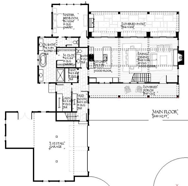 Farmhouse Floor Plan - Main Floor Plan #901-158