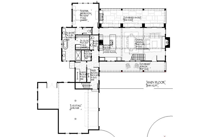 Dream House Plan - Floor Plan - Main Floor for Farmhouse House Plan #901-158 - 3 bed, 2.5 bath
