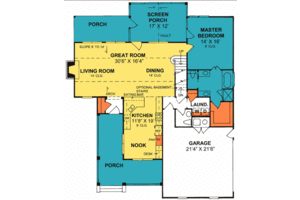 Floor Plan - Main Floor for Country House Plan #20-162 - 3 bed, 2.5 bath