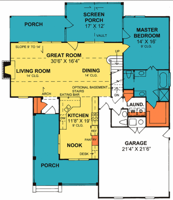 Architectural House Design - Country Floor Plan - Main Floor Plan #20-162