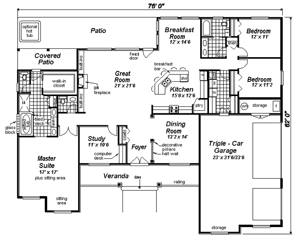 Architectural House Design - Traditional Floor Plan - Main Floor Plan #18-1059