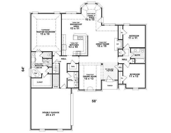 Traditional Style House Plan - 3 Beds 2 Baths 2139 Sq/Ft Plan #81-321 ...