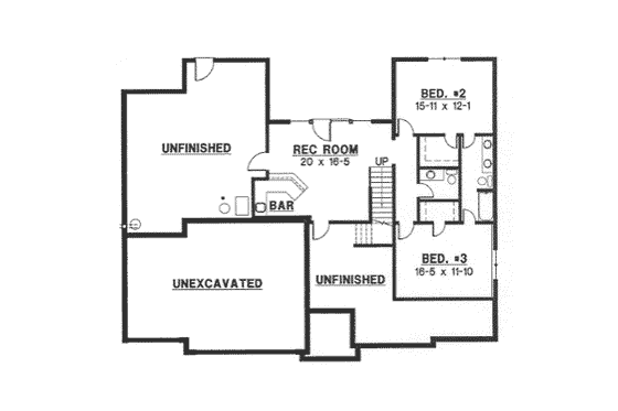 Floor Plan - Lower Floor for Traditional House Plan #67-824 - 3 bed, 2 bath