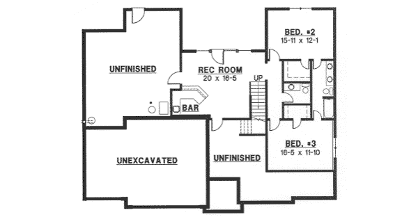 Floor Plan - Lower Floor for Traditional House Plan #67-824 - 3 bed, 2 bath