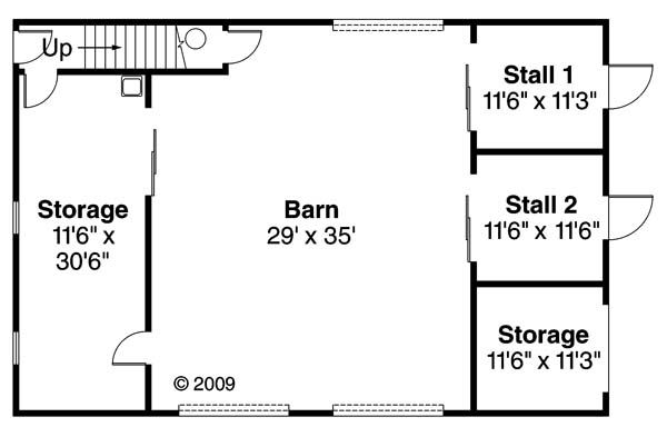 Home Plan - barn garage plan with stalls and/or garage below and large room above.