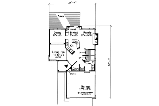 Floor Plan - Main Floor for Traditional House Plan #50-160 - 4 bed, 2.5 bath