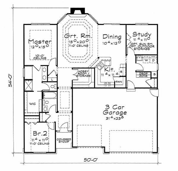 House Plan Design - European Floor Plan - Main Floor Plan #20-2118