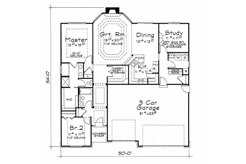 Dream House Plan - Floor Plan - Main Floor for European House Plan #20-2118 - 2 bed, 2 bath
