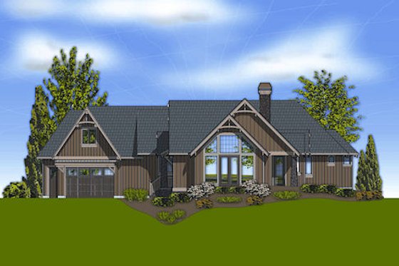Exterior - Rear Elevation for Craftsman House Plan #48-240 - 3 bed, 3.5 bath