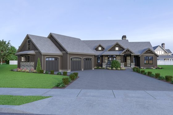 Exterior - Front Elevation 3 for Craftsman House Plan #1070-68 - 3 bed, 2.5 bath