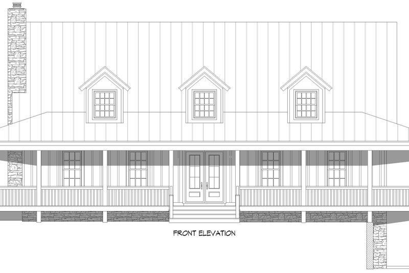 Architectural House Design - Exterior - Front Elevation 3 for Farmhouse House Plan #932-1079 - 3 bed, 2.5 bath