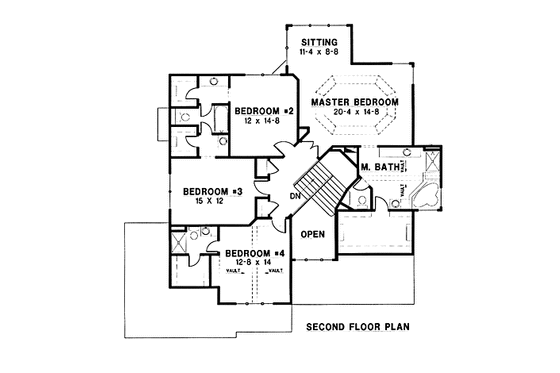 Floor Plan - Upper Floor for Modern House Plan #67-150 - 4 bed, 4 bath