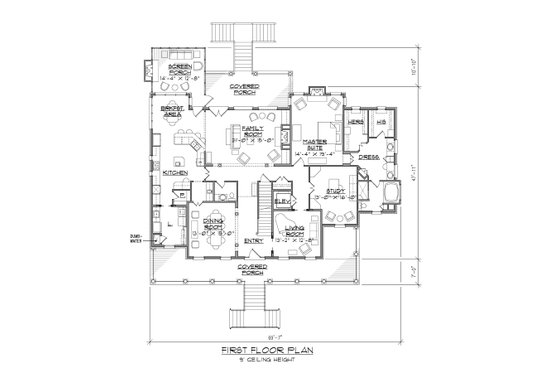 Floor Plan - Main Floor for Country House Plan #1054-87 - 4 bed, 3.5 bath