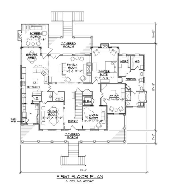 Country Floor Plan - Main Floor Plan #1054-87