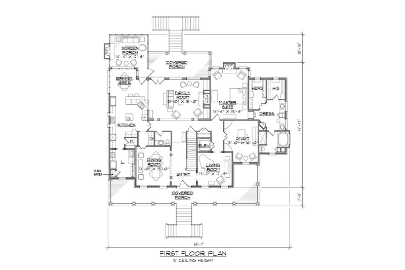 Home Plan - Floor Plan - Main Floor for Country House Plan #1054-87 - 4 bed, 3.5 bath