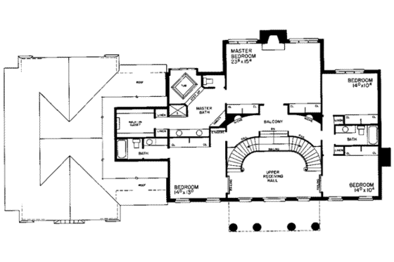 Floor Plan - Upper Floor for Southern House Plan #72-193 - 4 bed, 5 bath