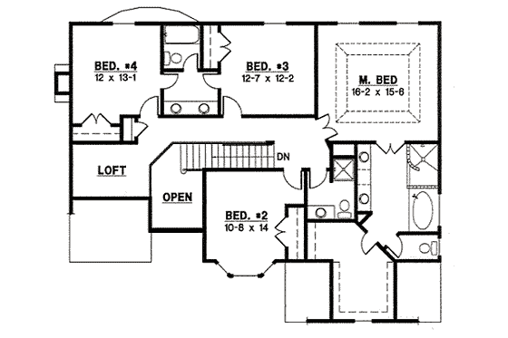 Floor Plan - Upper Floor for Traditional House Plan #67-789 - 4 bed, 3 bath