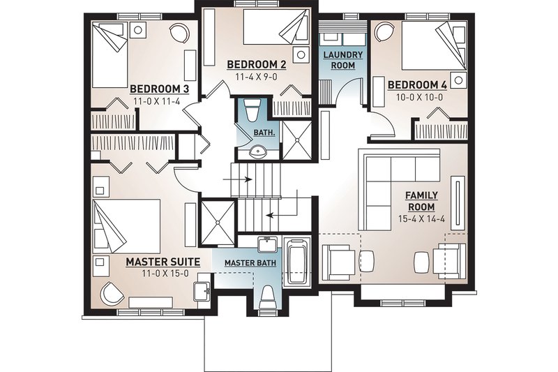 Home Plan - Floor Plan - Upper Floor for Traditional House Plan #23-2445 - 4 bed, 2.5 bath
