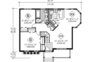 Floor Plan - Main Floor for Country House Plan #25-109 - 2 bed, 1 bath