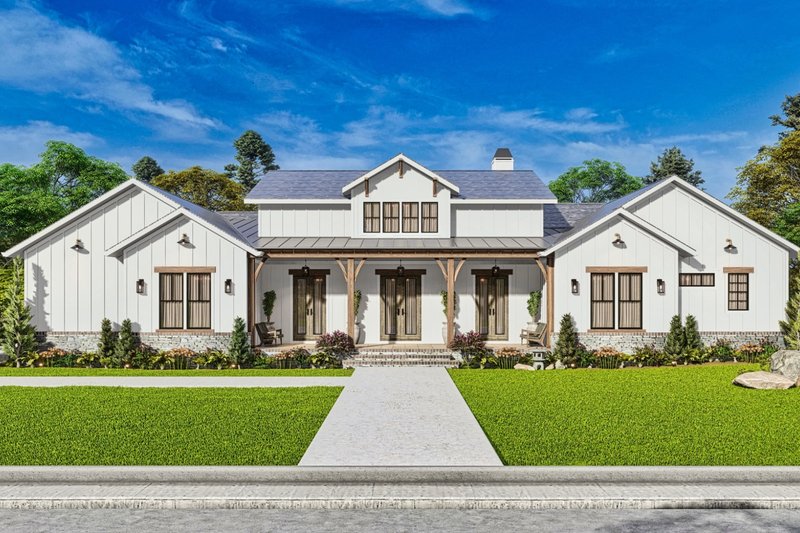 Dream House Plan - Farmhouse Exterior - Front Elevation Plan #54-581