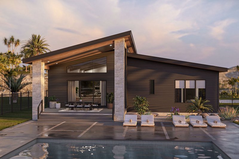 Architectural House Design - Exterior - Rear Elevation for Modern House Plan #455-560 - 3 bed, 2 bath