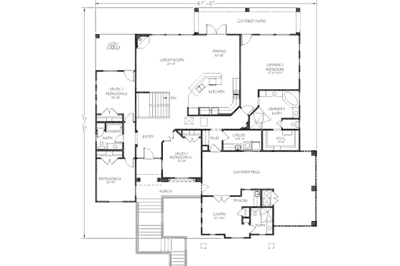 Floor Plan - Main Floor for Adobe / Southwestern House Plan #24-280 - 7 bed, 4 bath