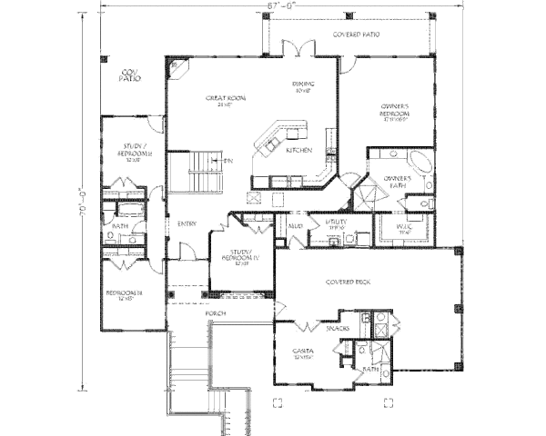 Adobe / Southwestern Floor Plan - Main Floor Plan #24-280