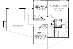 Floor Plan - Upper Floor for Bungalow House Plan #320-343 - 2 bed, 2.5 bath