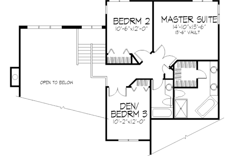 Architectural House Design - Floor Plan - Upper Floor for Bungalow House Plan #320-343 - 2 bed, 2.5 bath