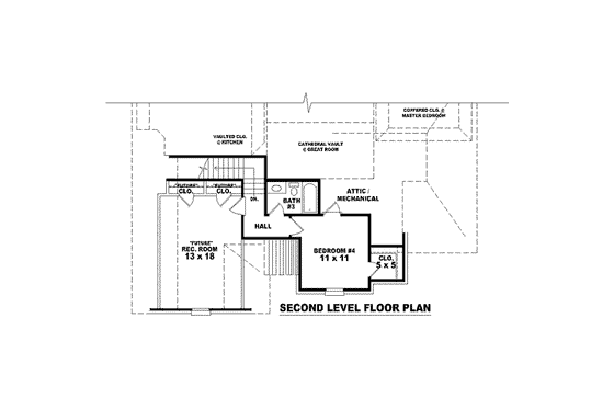 Floor Plan - Upper Floor for European House Plan #81-1499 - 4 bed, 3 bath