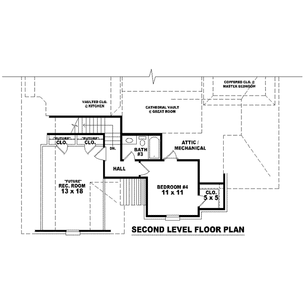 Floor Plan - Upper Floor for European House Plan #81-1499 - 4 bed, 3 bath