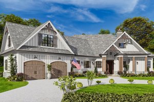 Exterior - Front Elevation 3 for Ranch House Plan #54-498 - 3 bed, 2.5 bath