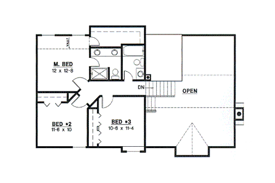 Floor Plan - Upper Floor for Traditional House Plan #67-637 - 3 bed, 2 bath