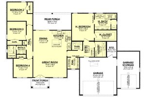 Floor Plan - Main Floor for Farmhouse House Plan #430-388 - 4 bed, 2.5 bath