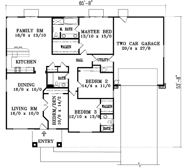 Architectural House Design - Adobe / Southwestern Floor Plan - Main Floor Plan #1-1419