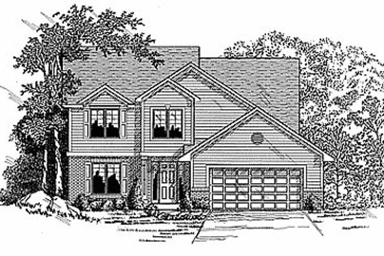 Exterior - Front Elevation for Traditional House Plan #70-303 - 4 bed, 3 bath
