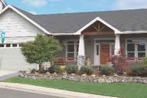 Exterior - Front Elevation for Craftsman House Plan #130-101 - 2 bed, 2 bath