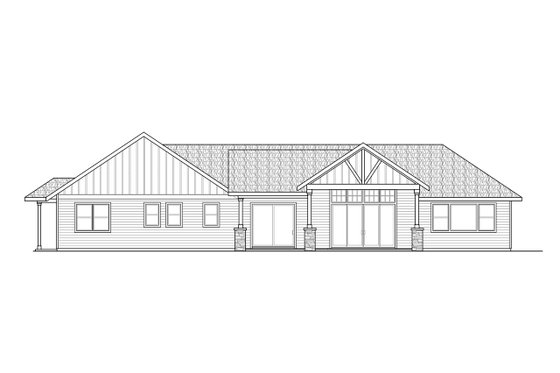 Exterior - Rear Elevation for Craftsman House Plan #124-1342 - 3 bed, 2 bath