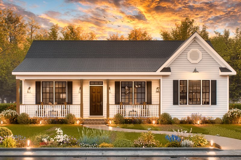 House Blueprint - Ranch Exterior - Front Elevation Plan #54-603