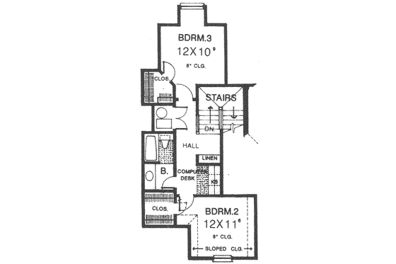 Floor Plan - Upper Floor for Craftsman House Plan #310-492 - 3 bed, 2.5 bath