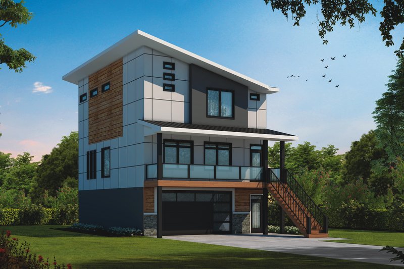 House Plan Design - Exterior - Front Elevation 3 for Contemporary House Plan #20-2504 - 3 bed, 3.5 bath