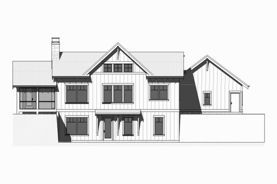 Exterior - Rear Elevation for Ranch House Plan #901-128 - 3 bed, 2.5 bath