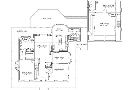 Floor Plan - Main Floor for Colonial House Plan #117-160 - 3 bed, 5 bath