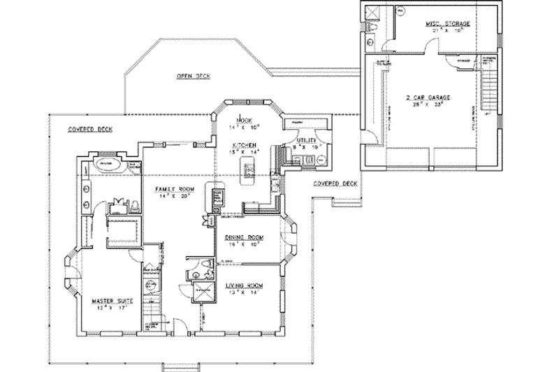 Home Plan - Floor Plan - Main Floor for Colonial House Plan #117-160 - 3 bed, 5 bath