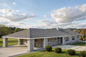 House Blueprint - Exterior - Front Elevation for Ranch House Plan #117-1086 - 4 bed, 4 bath